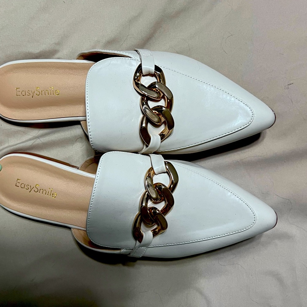 Cream and gold shoes size 8